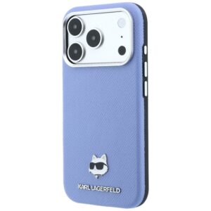 KARL LAGERFELD Hülle für iPhone 18 Pro / 17 Pro kompatibel mit MagSafe (geprägtes Choupette-Kopf-Metall) hellblau – Bild 4