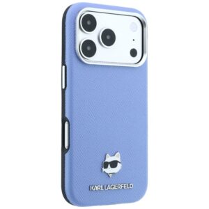 KARL LAGERFELD Hülle für iPhone 18 Pro / 17 Pro kompatibel mit MagSafe (geprägtes Choupette-Kopf-Metall) hellblau – Bild 8