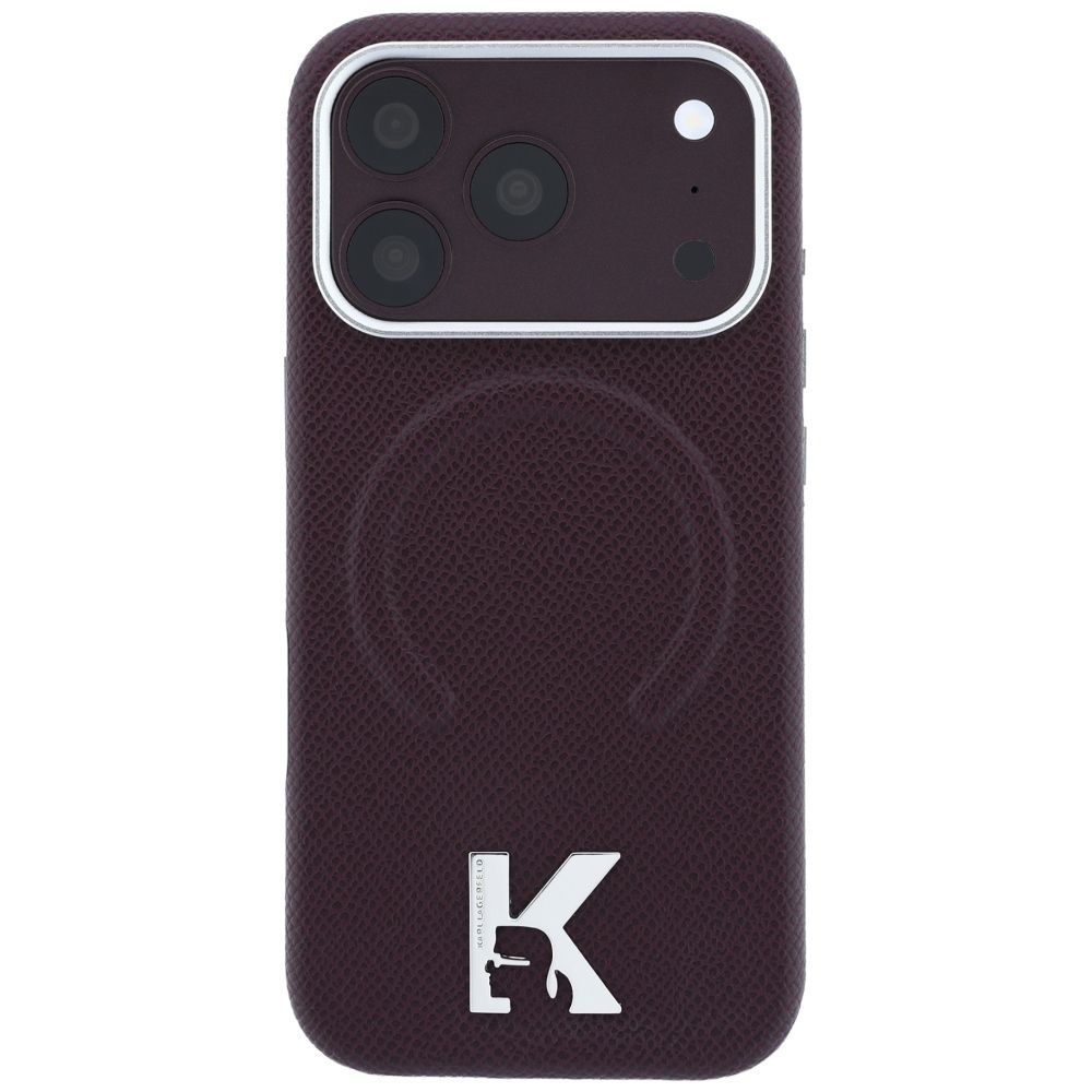 KARL LAGERFELD Hülle für iPhone 18 Pro Max/17 Pro Max kompatibel mit MagSafe (geprägter Ring & Kameo-Logo) Burgund – Bild 3