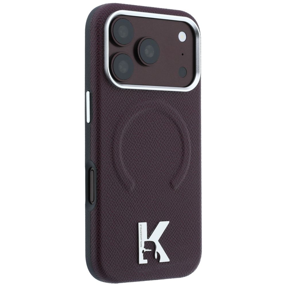 KARL LAGERFELD Hülle für iPhone 18 Pro Max/17 Pro Max kompatibel mit MagSafe (geprägter Ring & Kameo-Logo) Burgund – Bild 4