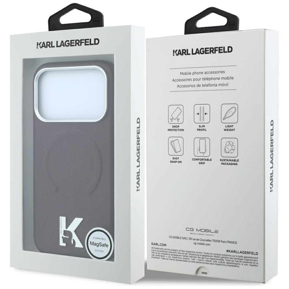 KARL LAGERFELD Hülle für iPhone 18 Pro Max/17 Pro Max kompatibel mit MagSafe (geprägter Ring & Kameo-Logo) Burgund – Bild 8