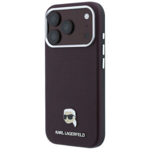 KARL LAGERFELD Hülle für iPhone 18 Pro / 17 Pro kompatibel mit MagSafe (genarbtes Karl Head Metal) Burgunderrot – Bild 2
