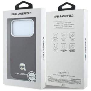 KARL LAGERFELD Hülle für iPhone 18 Pro / 17 Pro kompatibel mit MagSafe (genarbtes Karl Head Metal) Burgunderrot – Bild 8