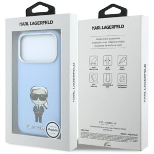 KARL LAGERFELD Hülle für iPhone 18 Pro / 17 Pro kompatibel mit MagSafe (Glatter Karl & Choupette Körper) Hellblau – Bild 8