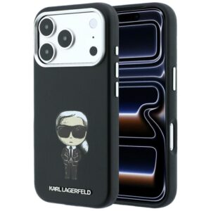 KARL LAGERFELD Hülle für iPhone 18 Pro Max / 17 Pro Max kompatibel mit MagSafe (Smooth Ikonik Sketch) schwarz