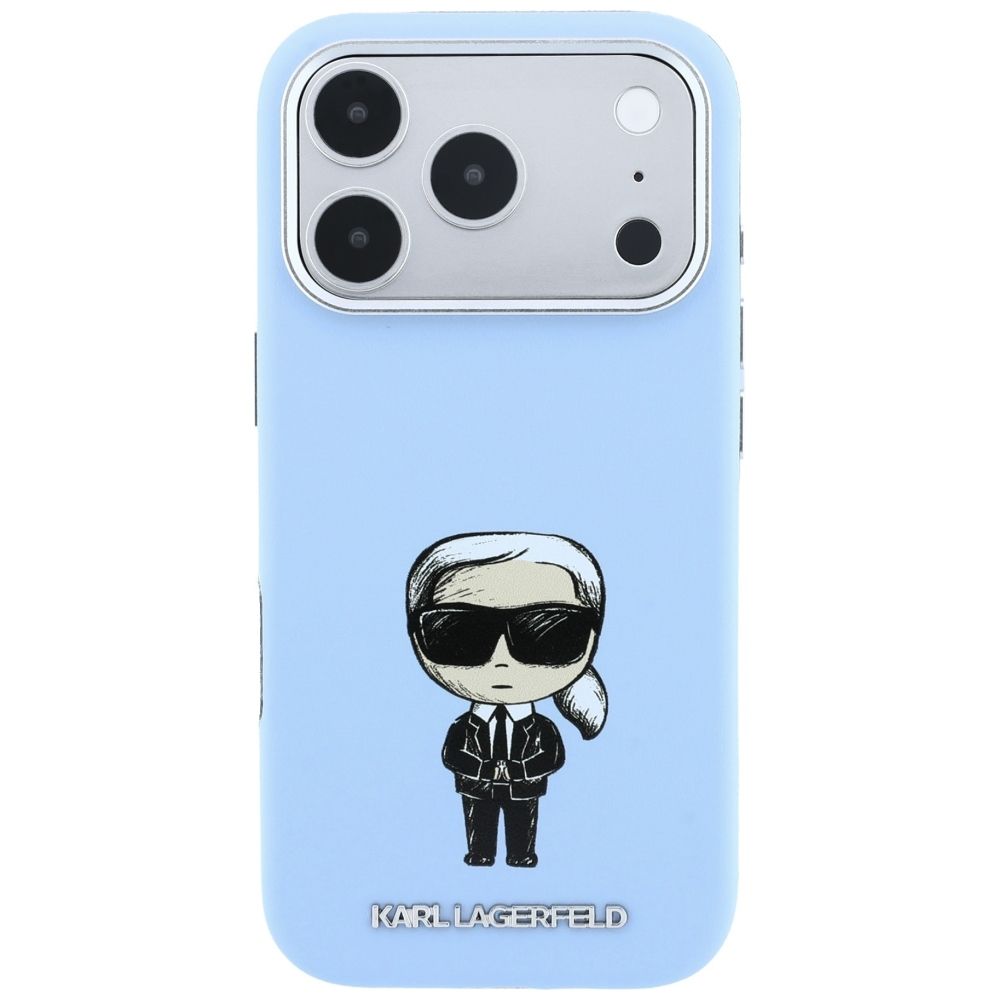 KARL LAGERFELD Hülle für iPhone 18 Pro Max / 17 Pro Max kompatibel mit MagSafe (Smooth Ikonik Sketch) Hellblau – Bild 3