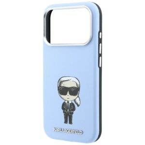 KARL LAGERFELD Hülle für iPhone 18 Pro Max / 17 Pro Max kompatibel mit MagSafe (Smooth Ikonik Sketch) Hellblau – Bild 6